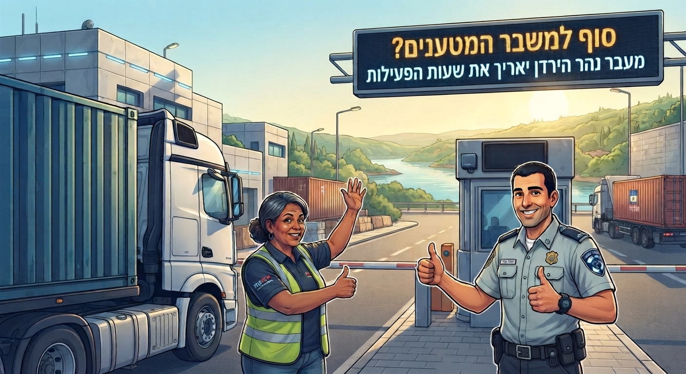 כלכליסט: סוף למשבר המטענים? מעבר נהר הירדן יאריך את שעות הפעילות